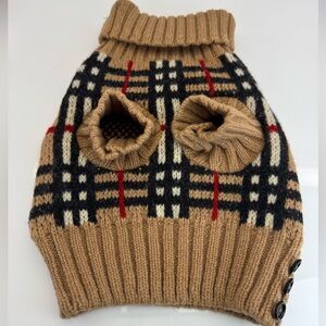 Burberry Check Plaid Wool Dog Sweater Small